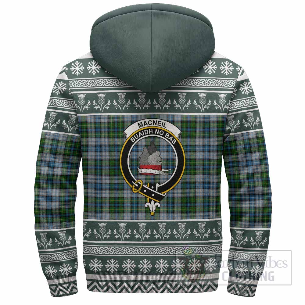 MacNeil (McNeil) Clan Tartan Christmas Fleece Hoodie with Family Crest - Tartan Vibes Clothing