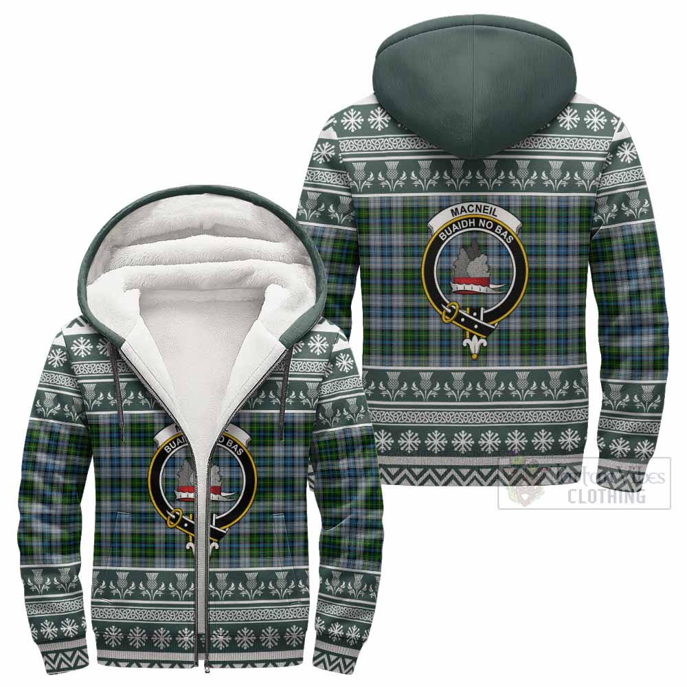 MacNeil (McNeil) Clan Tartan Christmas Fleece Hoodie with Family Crest - Tartan Vibes Clothing