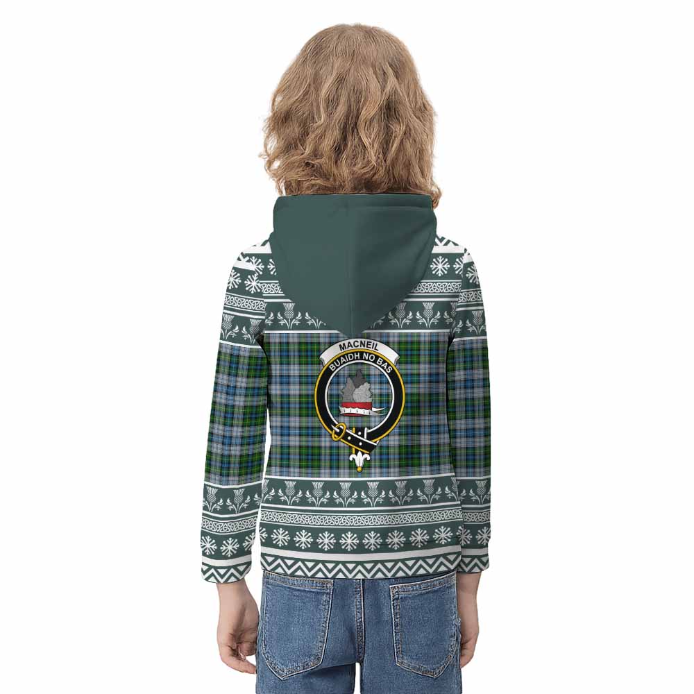 MacNeil (McNeil) Clan Tartan Christmas Kid Hoodie with Family Crest - Tartan Vibes Clothing