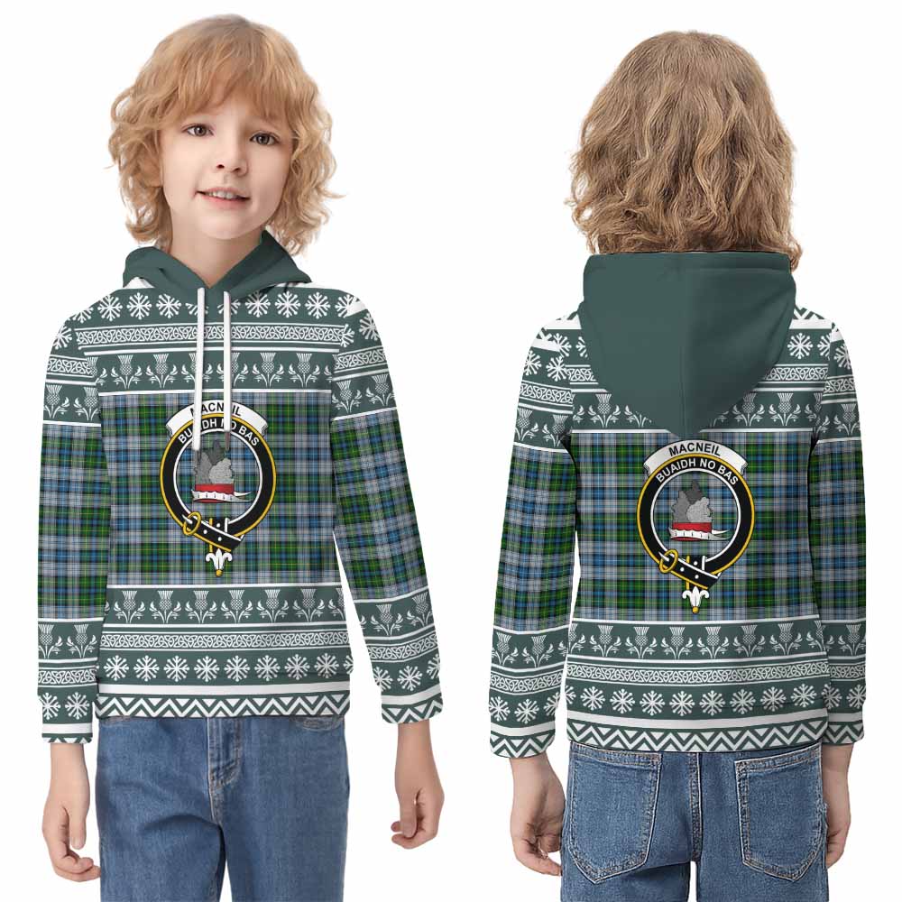 MacNeil (McNeil) Clan Tartan Christmas Kid Hoodie with Family Crest - Tartan Vibes Clothing