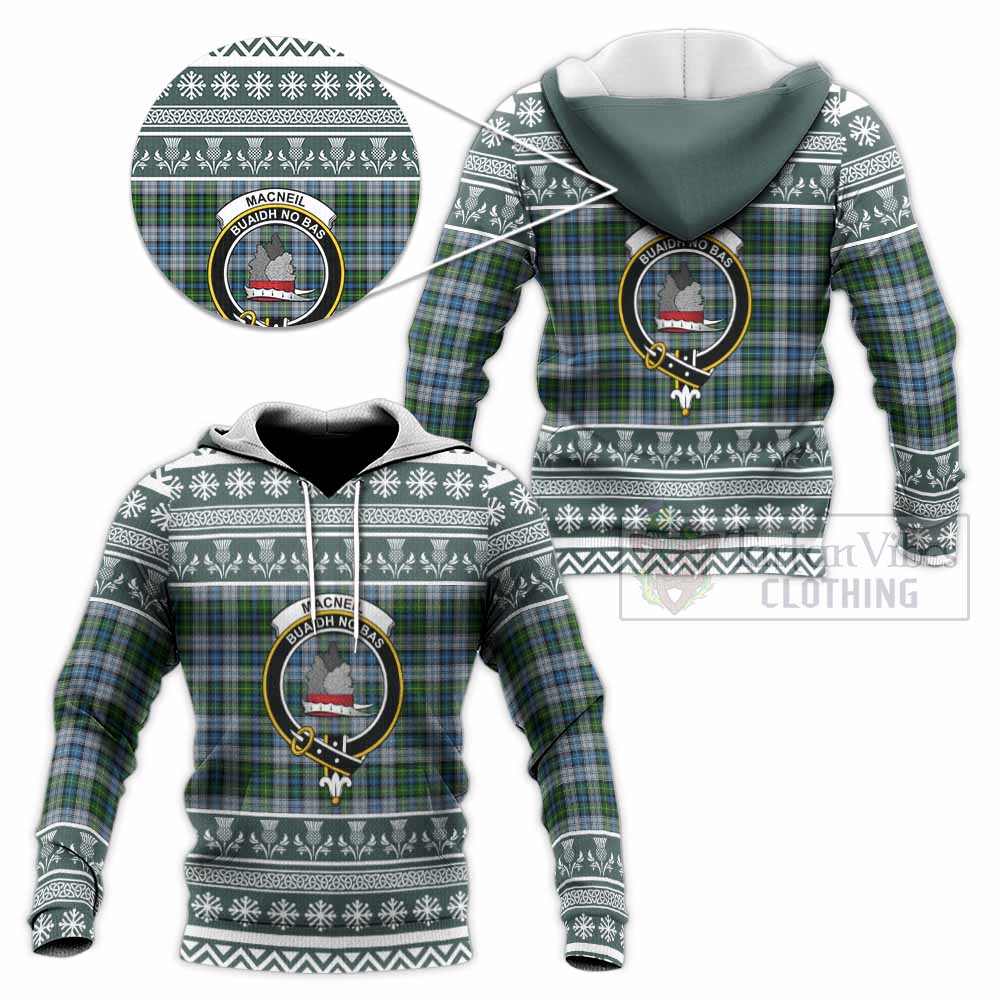 MacNeil (McNeil) Clan Tartan Christmas Knitted Hoodie with Family Crest - Tartan Vibes Clothing