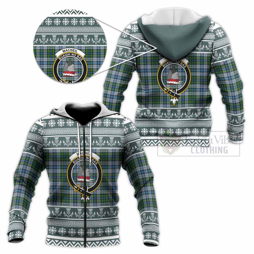 MacNeil (McNeil) Clan Tartan Christmas Knitted Hoodie with Family Crest - Tartan Vibes Clothing