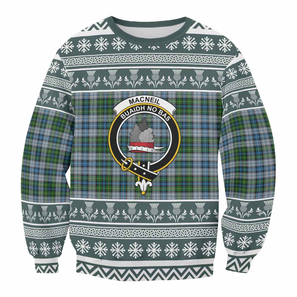 MacNeil (McNeil) Clan Tartan Christmas Sweatshirt with Family Crest - Tartan Vibes Clothing