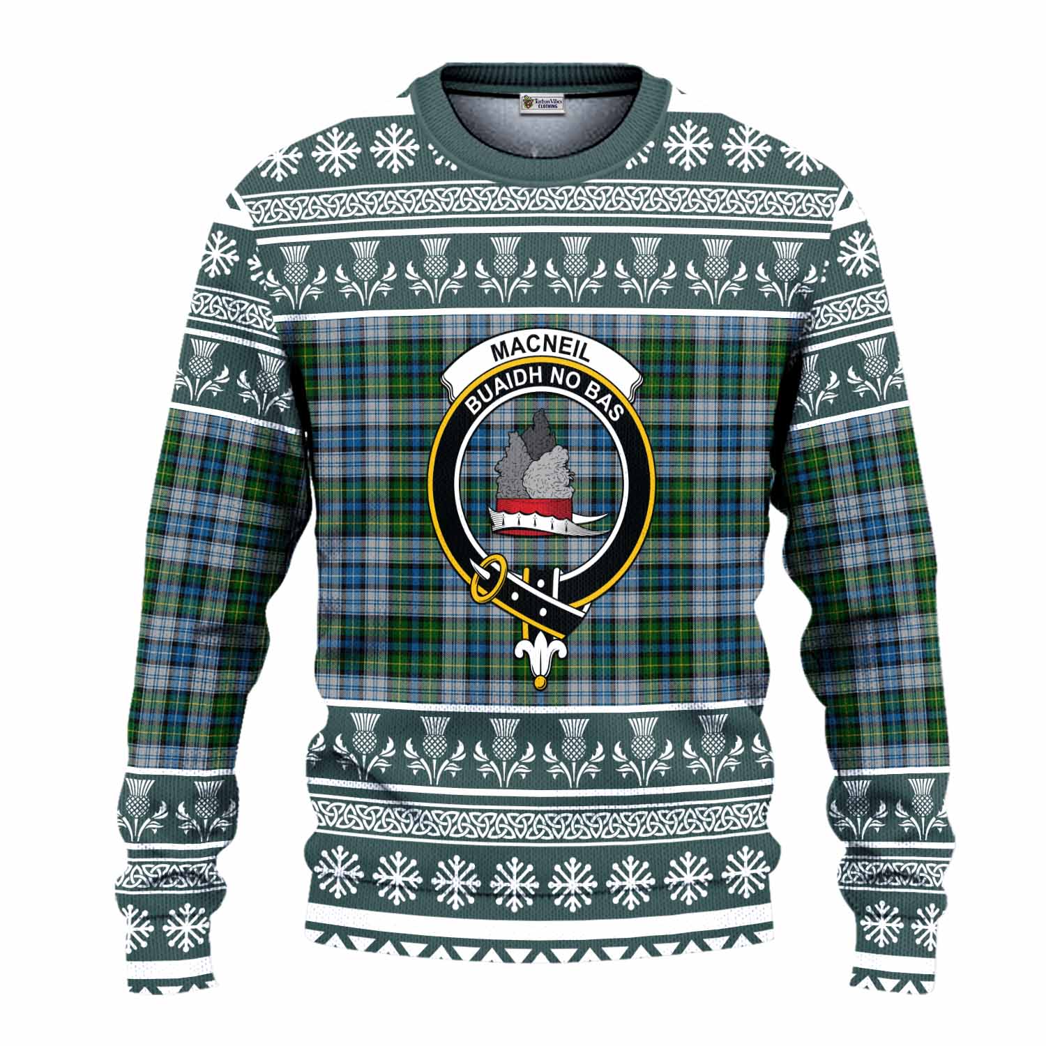 MacNeil (McNeil) Clan Tartan Christmas Ugly Sweater with Family Crest - Tartan Vibes Clothing