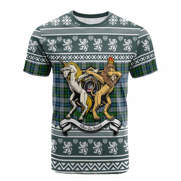 MacNeil (McNeil) Clan Tartan Crest Christmas Cotton T-shirt Coat of Arms Funny Style