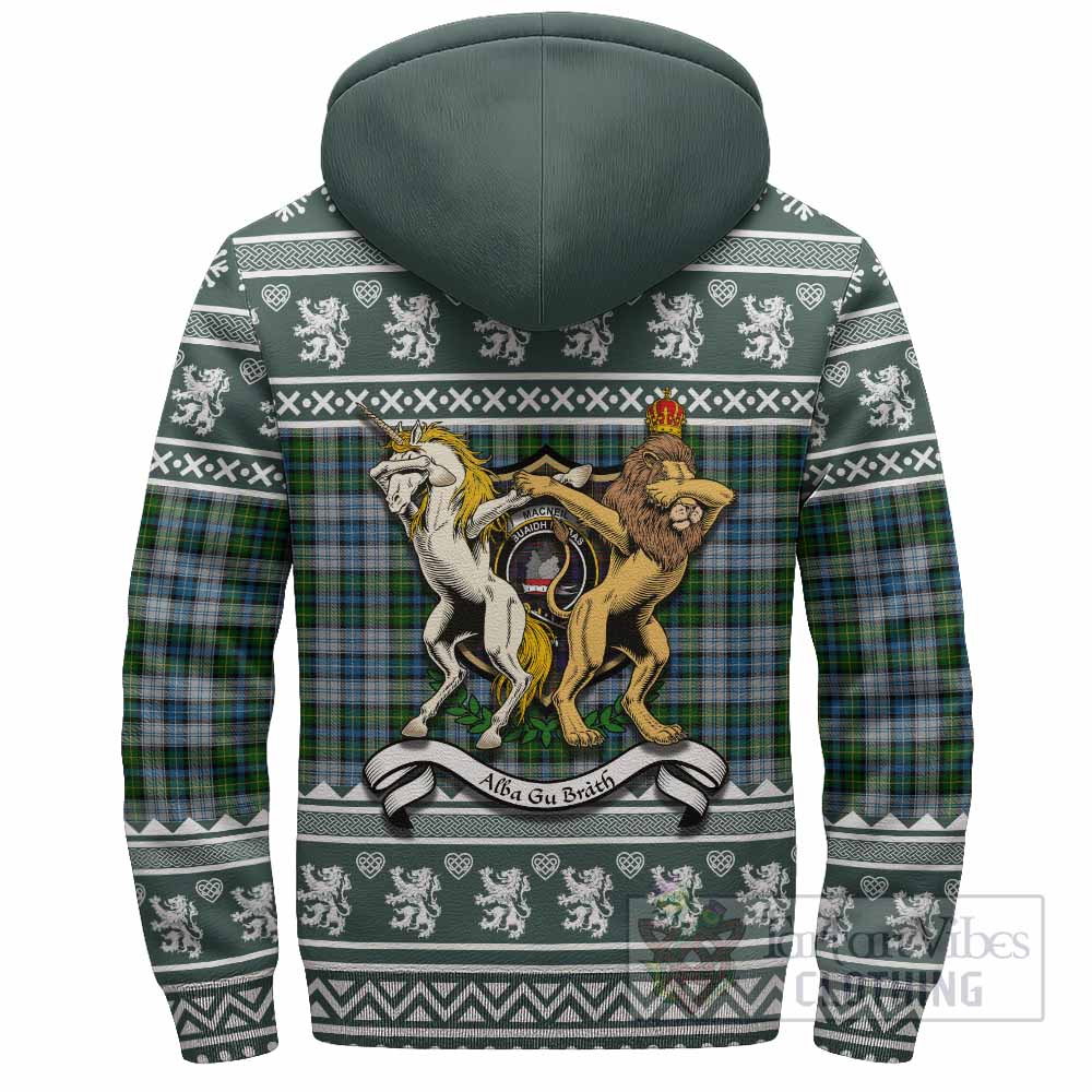 MacNeil (McNeil) Clan Tartan Crest Christmas Fleece Hoodie Coat of Arms Funny Style - Tartan Vibes Clothing