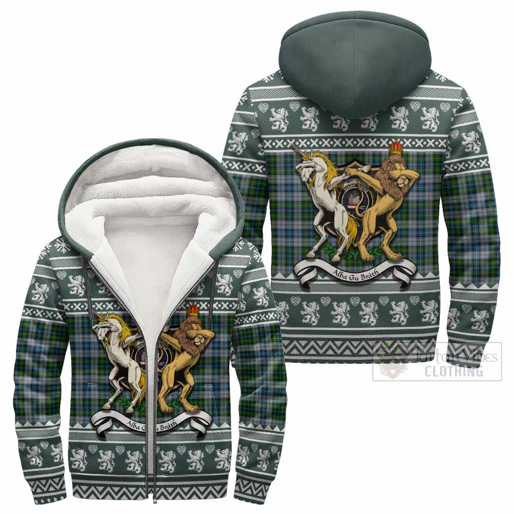 MacNeil (McNeil) Clan Tartan Crest Christmas Fleece Hoodie Coat of Arms Funny Style - Tartan Vibes Clothing