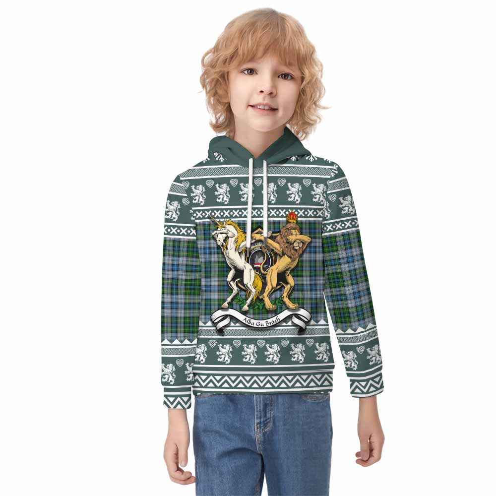 MacNeil (McNeil) Clan Tartan Crest Christmas Kid Hoodie Coat of Arms Funny Style - Tartan Vibes Clothing