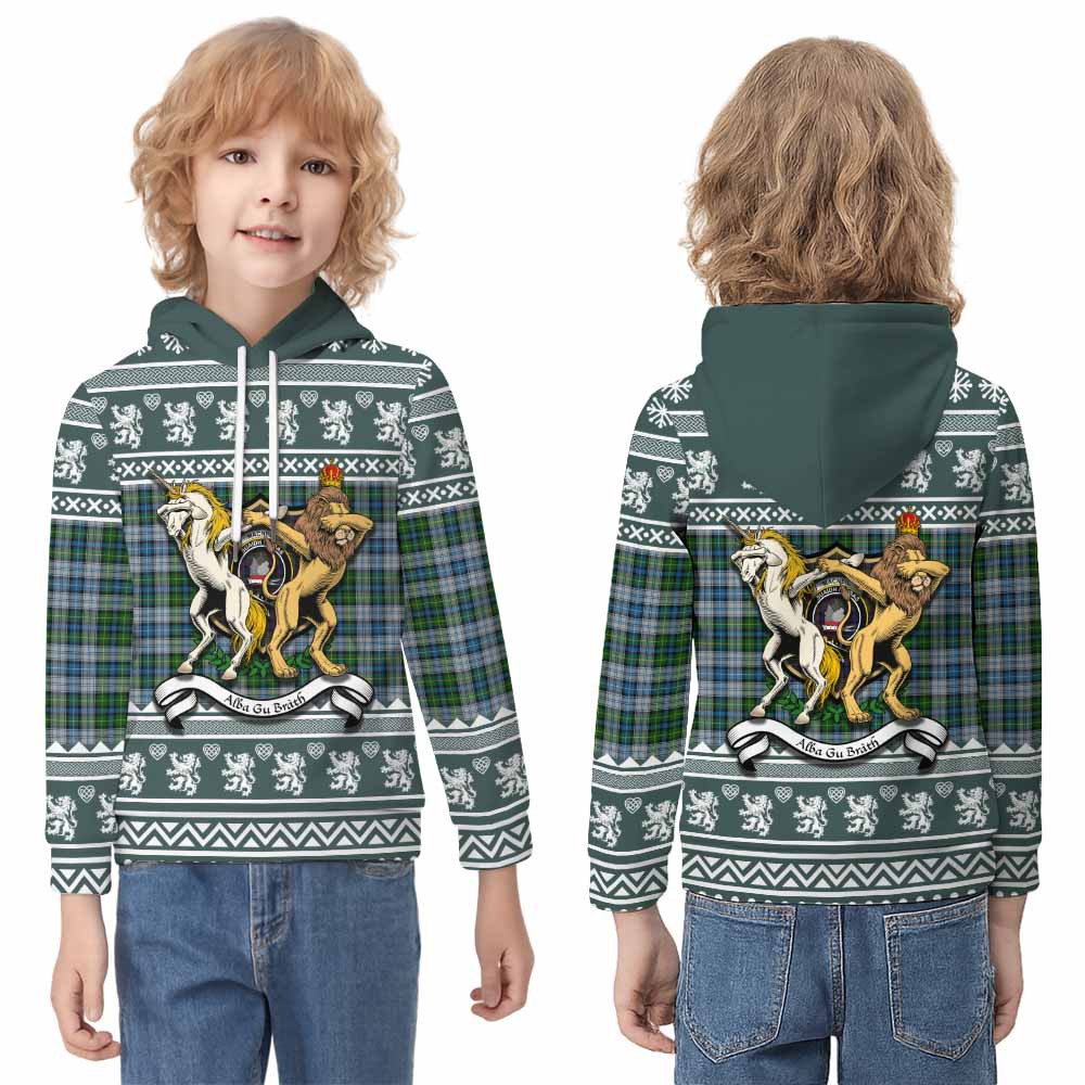 MacNeil (McNeil) Clan Tartan Crest Christmas Kid Hoodie Coat of Arms Funny Style - Tartan Vibes Clothing