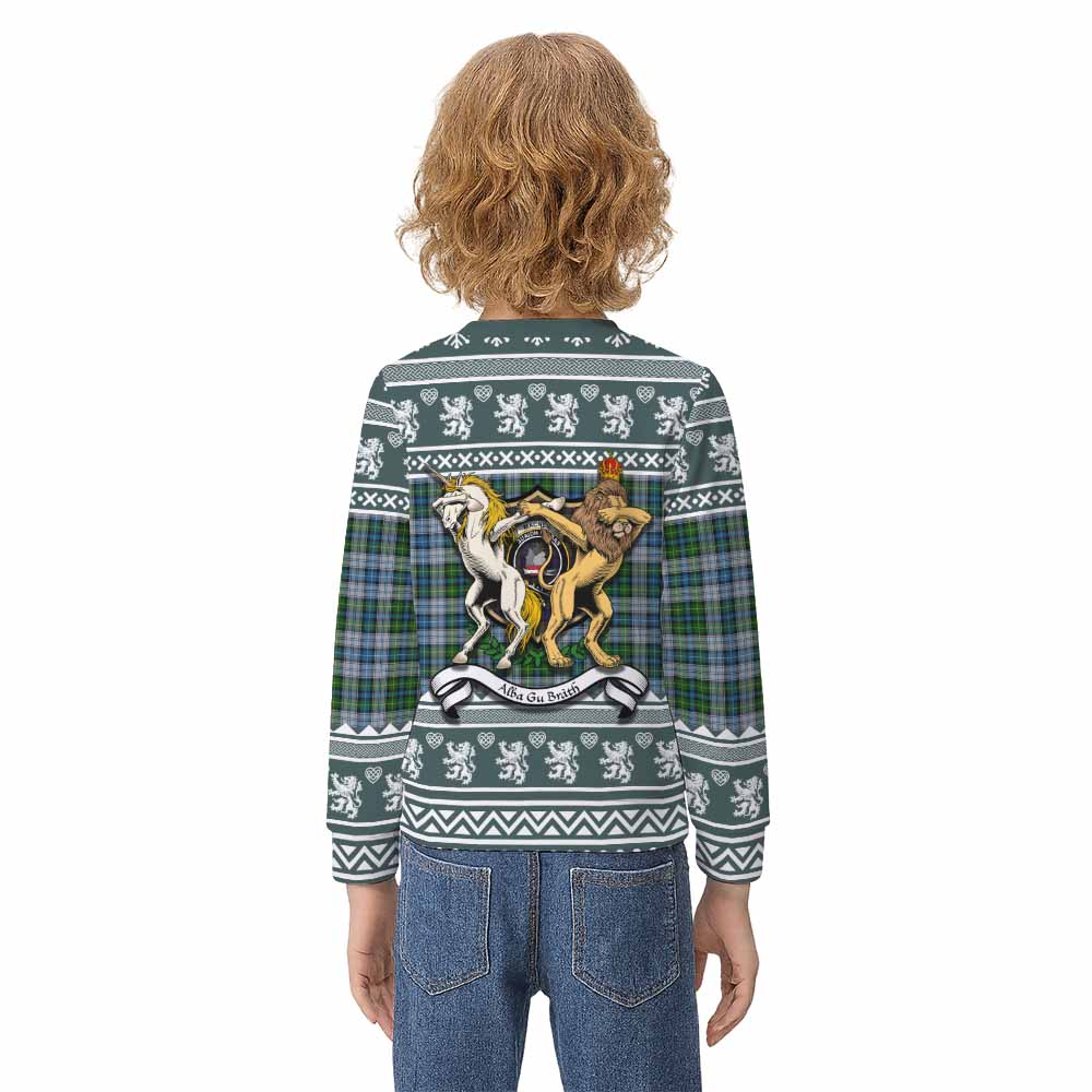MacNeil (McNeil) Clan Tartan Crest Christmas Kid Ugly Sweatshirt Coat of Arms Funny Style - Tartan Vibes Clothing