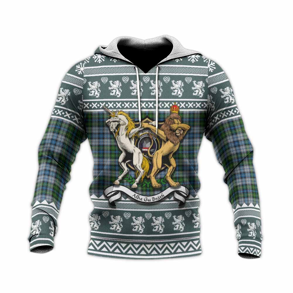 MacNeil (McNeil) Clan Tartan Crest Christmas Knitted Hoodie Coat of Arms Funny Style - Tartan Vibes Clothing