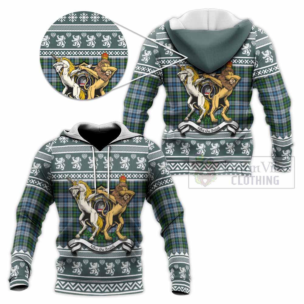 MacNeil (McNeil) Clan Tartan Crest Christmas Knitted Hoodie Coat of Arms Funny Style - Tartan Vibes Clothing