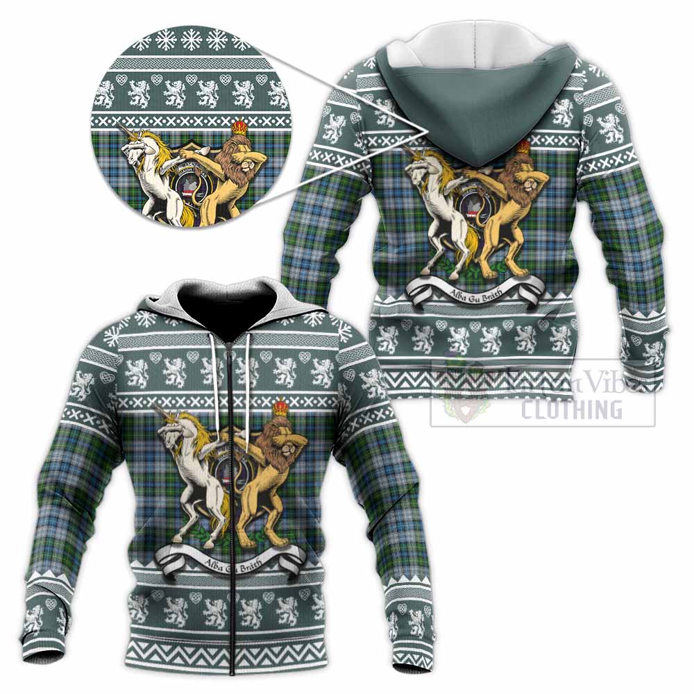 MacNeil (McNeil) Clan Tartan Crest Christmas Knitted Hoodie Coat of Arms Funny Style - Tartan Vibes Clothing
