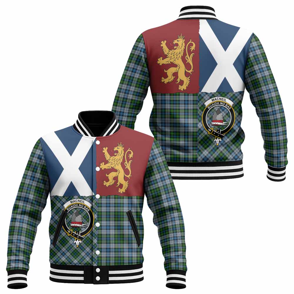 MacNeil (McNeil) Crest Tartan Baseball Jacket with Lion Rampant Saltire Style