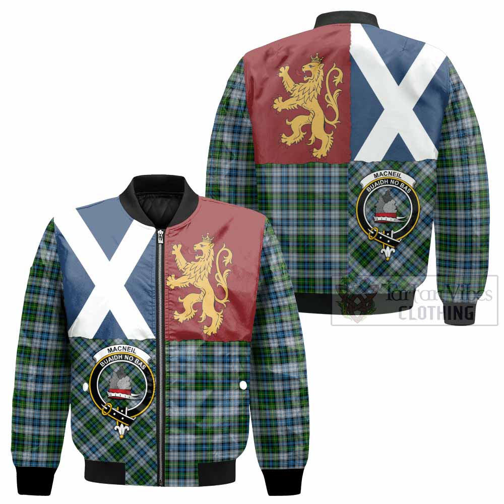 MacNeil (McNeil) Crest Tartan Bomber Jacket with Lion Rampant Saltire Style