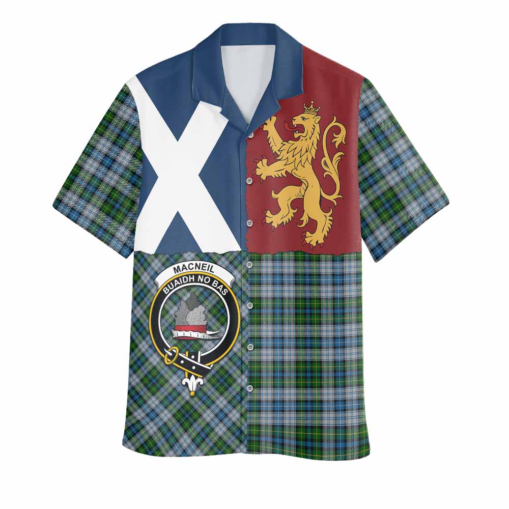 MacNeil (McNeil) Crest Tartan Hawaiian Shirt with Lion Rampant Saltire Style