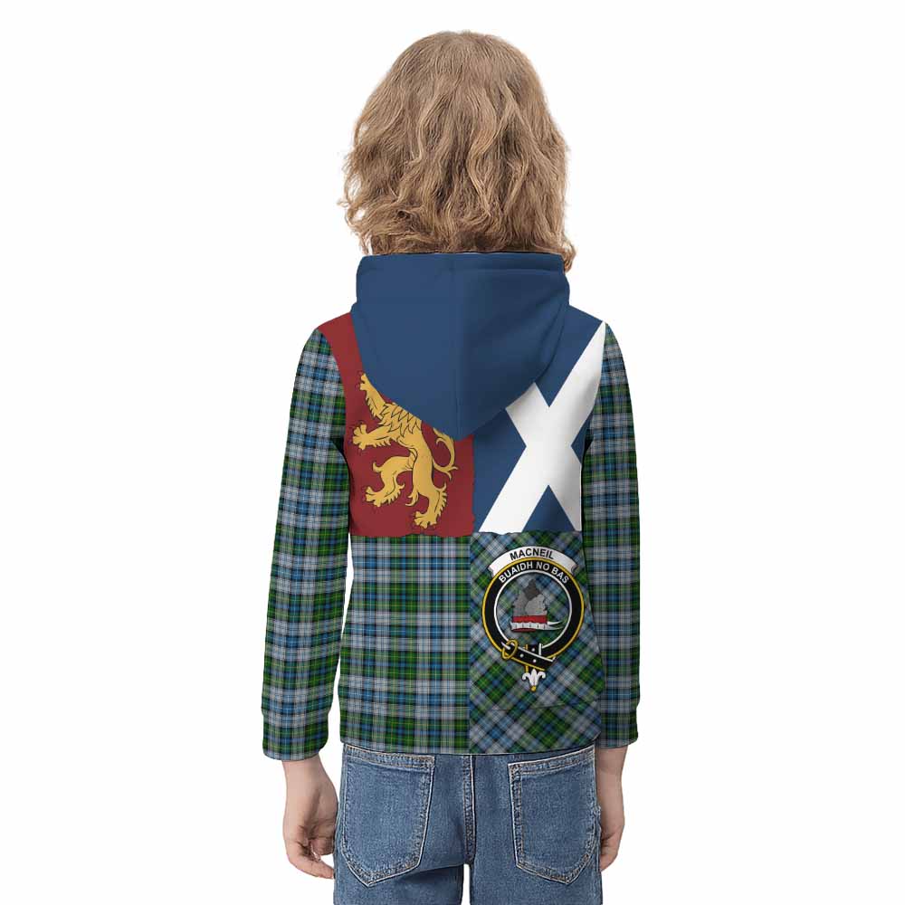 MacNeil (McNeil) Crest Tartan Kid Hoodie with Lion Rampant Saltire Style - Tartan Vibes Clothing