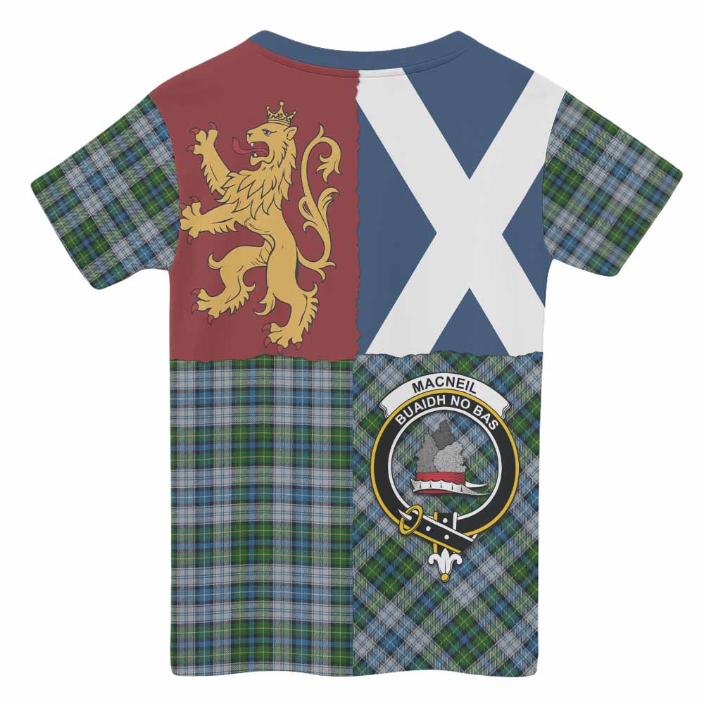 MacNeil (McNeil) Crest Tartan Kid T-shirt with Lion Rampant Saltire Style - Tartan Vibes Clothing