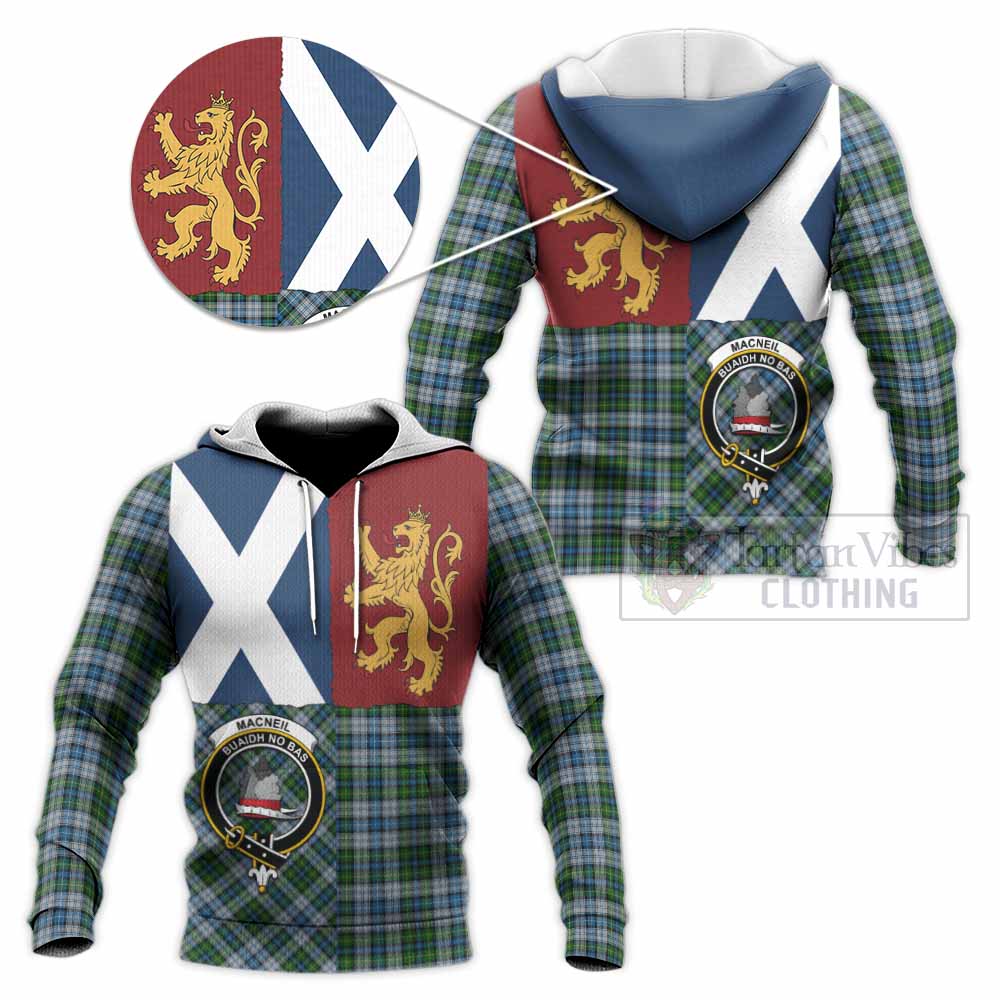 MacNeil (McNeil) Crest Tartan Knitted Hoodie with Lion Rampant Saltire Style