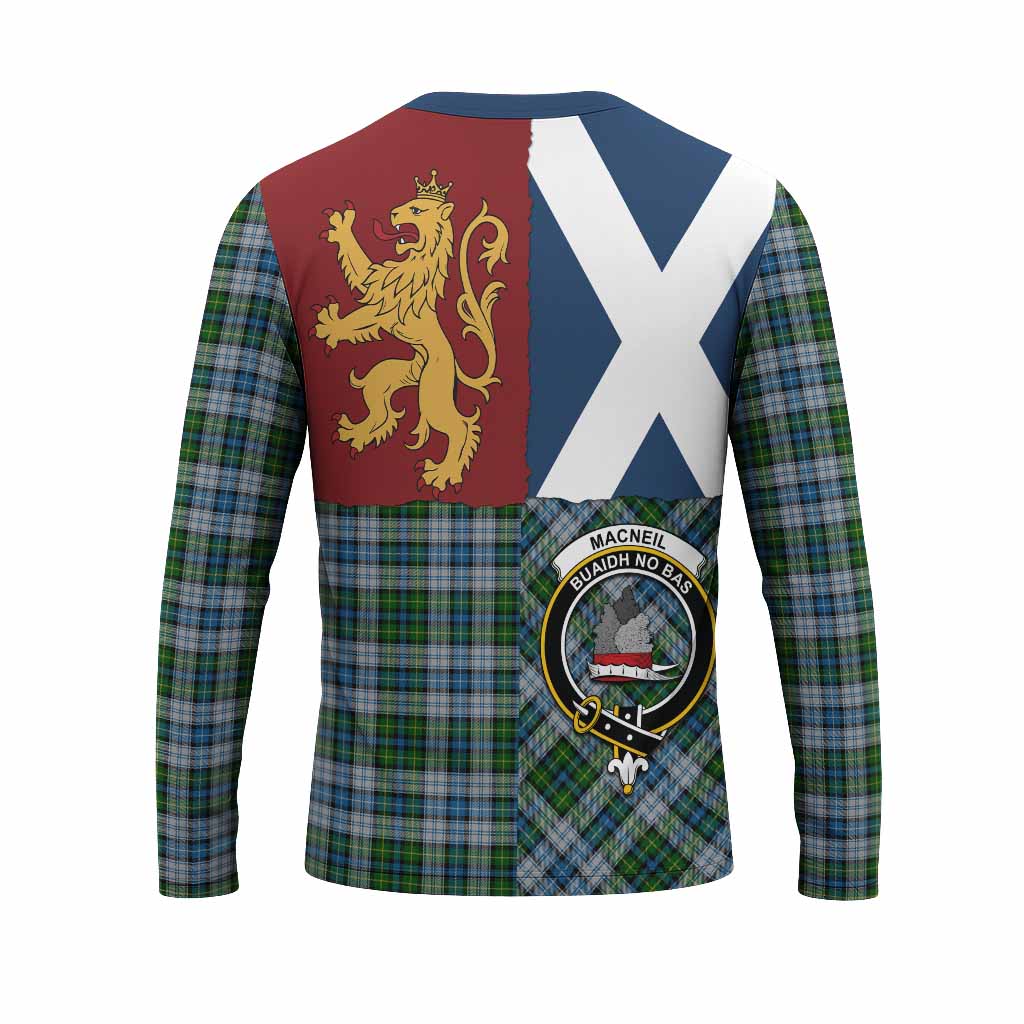 MacNeil (McNeil) Crest Tartan Long Sleeve T-Shirt with Lion Rampant Saltire Style