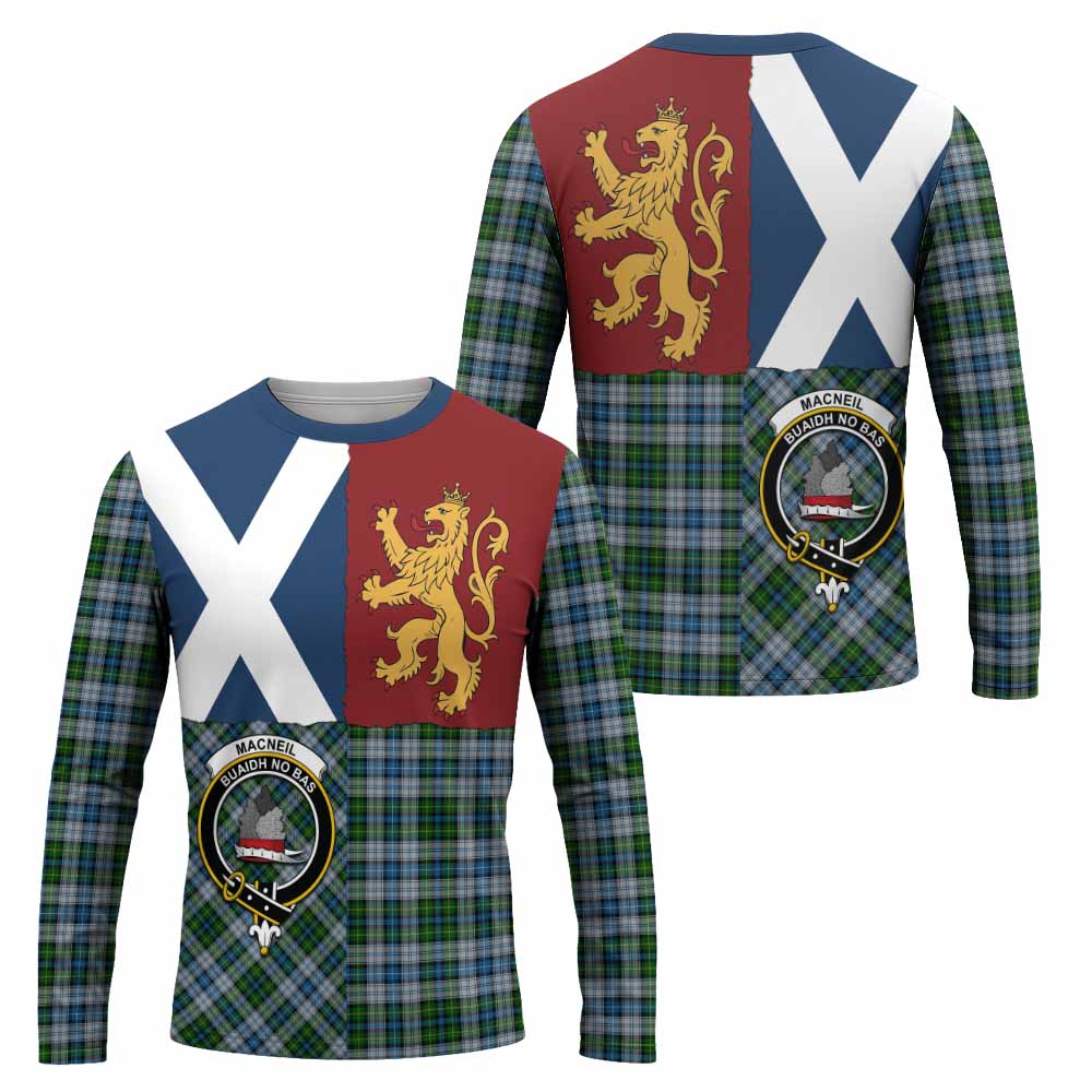 MacNeil (McNeil) Crest Tartan Long Sleeve T-Shirt with Lion Rampant Saltire Style