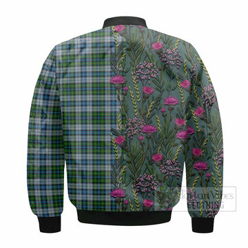 MacNeil (McNeil) Family Crest Tartan Bomber Jacket Scottish Thistle Flower Pattern Half Style