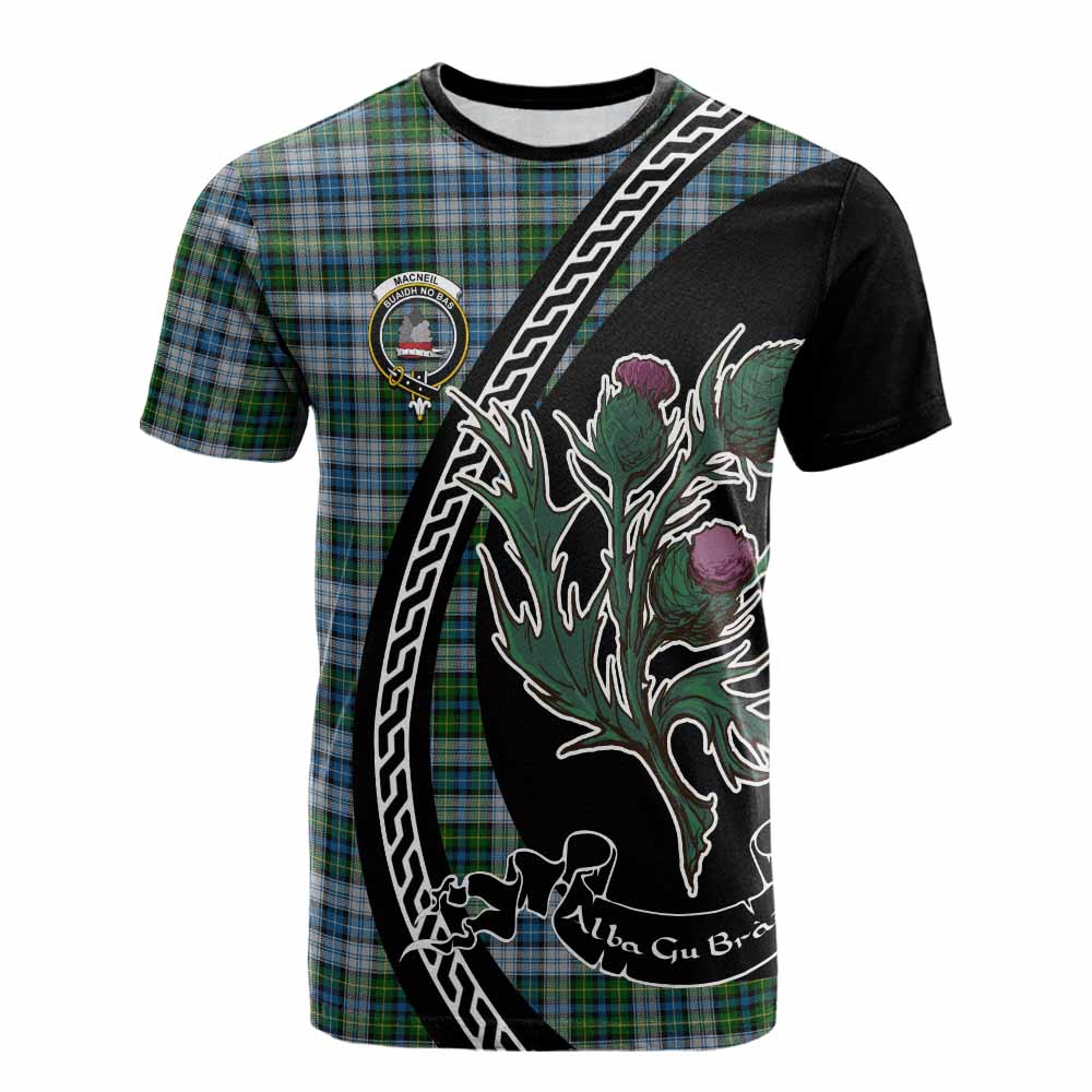MacNeil (McNeil) Family Crest Tartan Cotton T-shirt Alba Thistle Inspired - Tartan Vibes Clothing