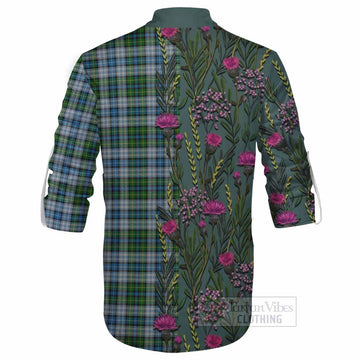 MacNeil (McNeil) Family Crest Tartan Ghillie Shirt Scottish Thistle Flower Pattern Half Style