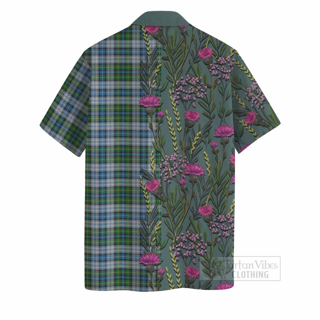 MacNeil (McNeil) Family Crest Tartan Hawaiian Shirt Scottish Thistle Flower Pattern Half Style - Tartan Vibes Clothing