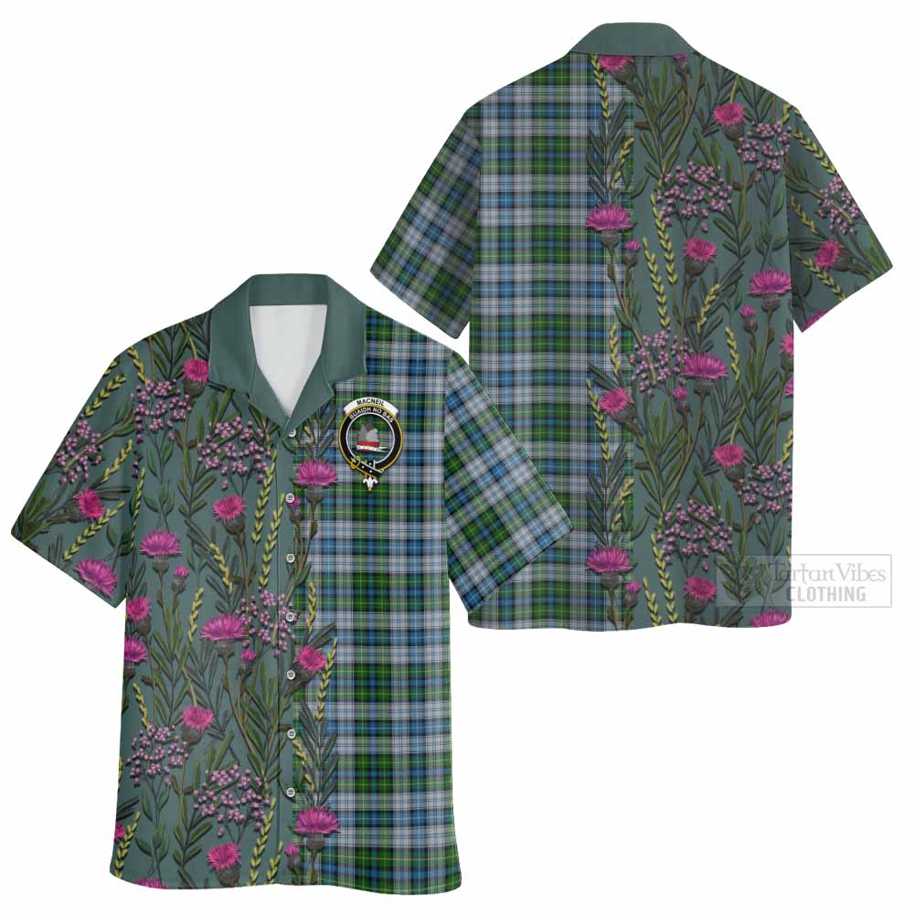 MacNeil (McNeil) Family Crest Tartan Hawaiian Shirt Scottish Thistle Flower Pattern Half Style - Tartan Vibes Clothing