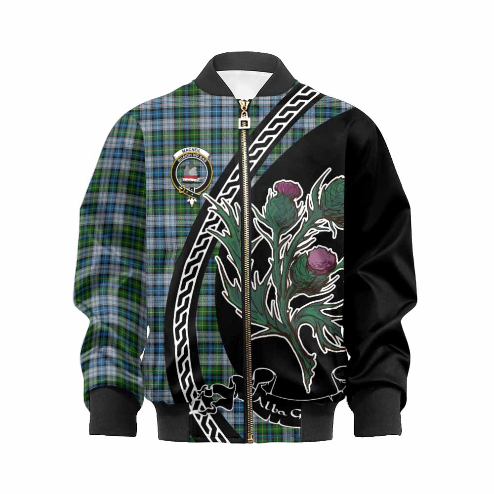 MacNeil (McNeil) Family Crest Tartan Kid Bomber Jacket Alba Thistle Inspired - Tartan Vibes Clothing