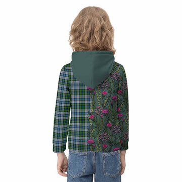 MacNeil (McNeil) Family Crest Tartan Kid Hoodie Scottish Thistle Flower Pattern Half Style