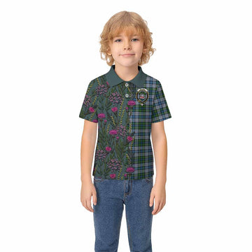 MacNeil (McNeil) Family Crest Tartan Kid Polo Shirt Scottish Thistle Flower Pattern Half Style