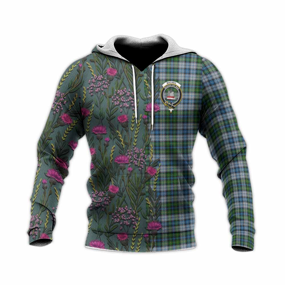 MacNeil (McNeil) Family Crest Tartan Knitted Hoodie Scottish Thistle Flower Pattern Half Style - Tartan Vibes Clothing
