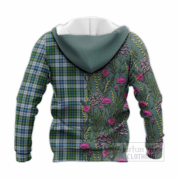 MacNeil (McNeil) Family Crest Tartan Knitted Hoodie Scottish Thistle Flower Pattern Half Style