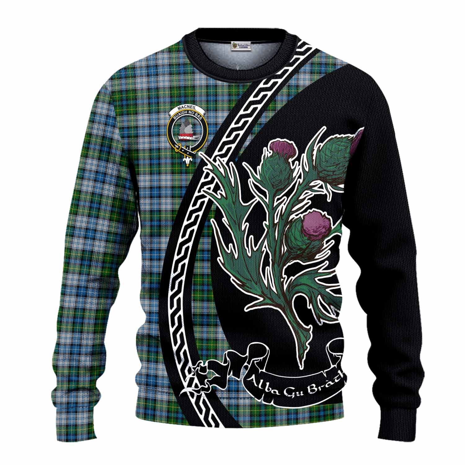 MacNeil (McNeil) Family Crest Tartan Knitted Sweater Alba Thistle Inspired - Tartan Vibes Clothing