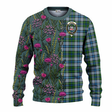 MacNeil (McNeil) Family Crest Tartan Knitted Sweater Scottish Thistle Flower Pattern Half Style