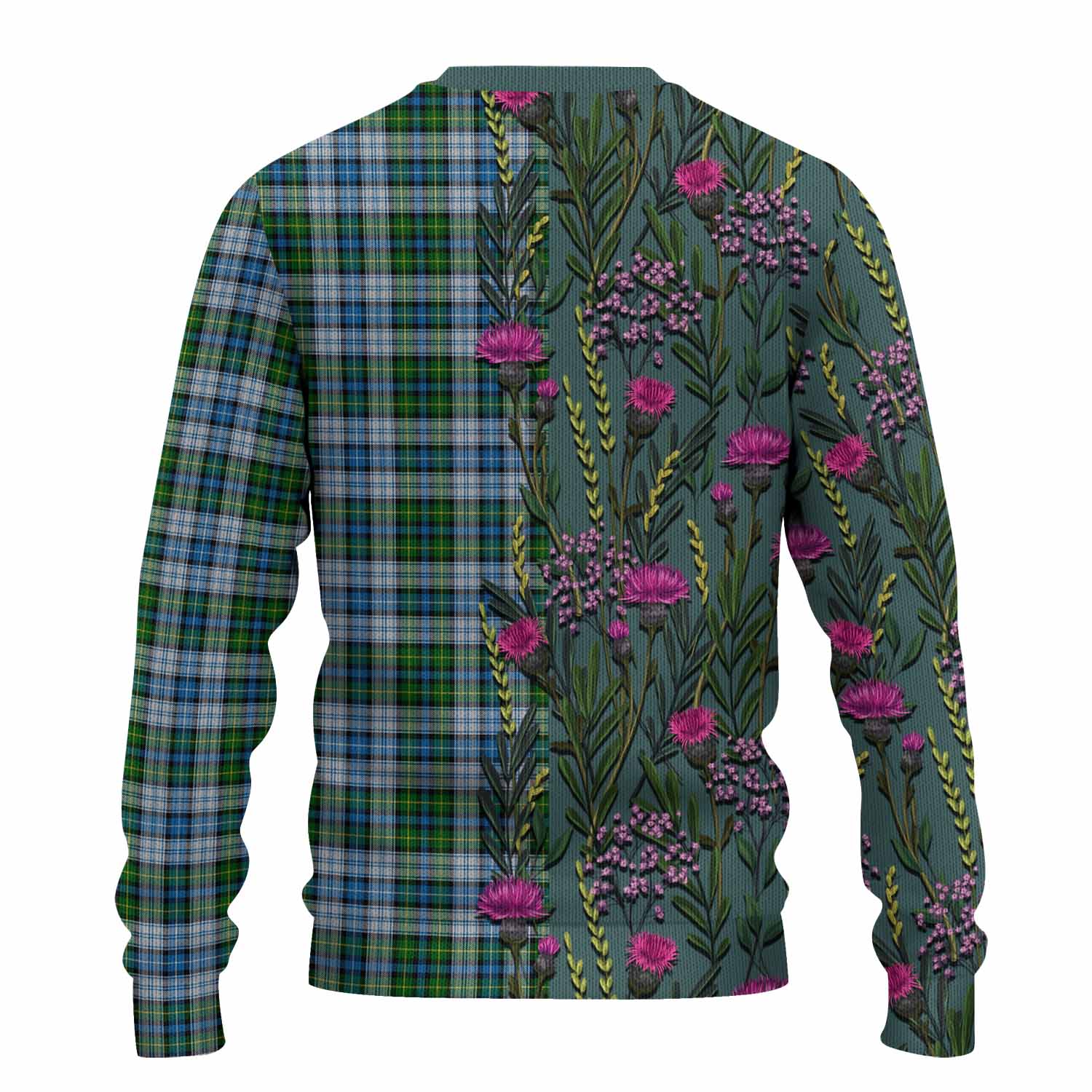 MacNeil (McNeil) Family Crest Tartan Knitted Sweater Scottish Thistle Flower Pattern Half Style - Tartan Vibes Clothing