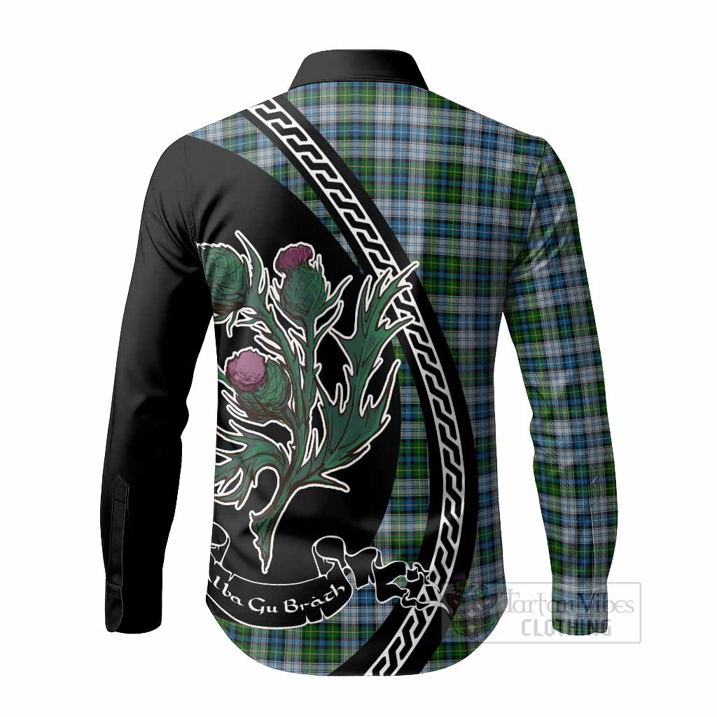 MacNeil (McNeil) Family Crest Tartan Long Sleeve Button Shirts Alba Thistle Inspired - Tartan Vibes Clothing