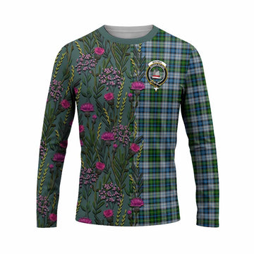MacNeil (McNeil) Family Crest Tartan Long Sleeve T-Shirt Scottish Thistle Flower Pattern Half Style - Tartan Vibes Clothing
