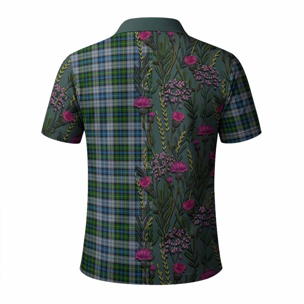 MacNeil (McNeil) Family Crest Tartan Polo Shirt Scottish Thistle Flower Pattern Half Style - Tartan Vibes Clothing