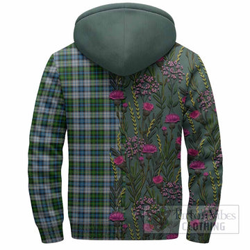 MacNeil (McNeil) Family Crest Tartan Sherpa Hoodie Scottish Thistle Flower Pattern Half Style