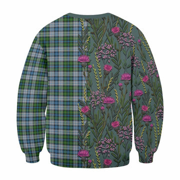 MacNeil (McNeil) Family Crest Tartan Sweatshirt Scottish Thistle Flower Pattern Half Style