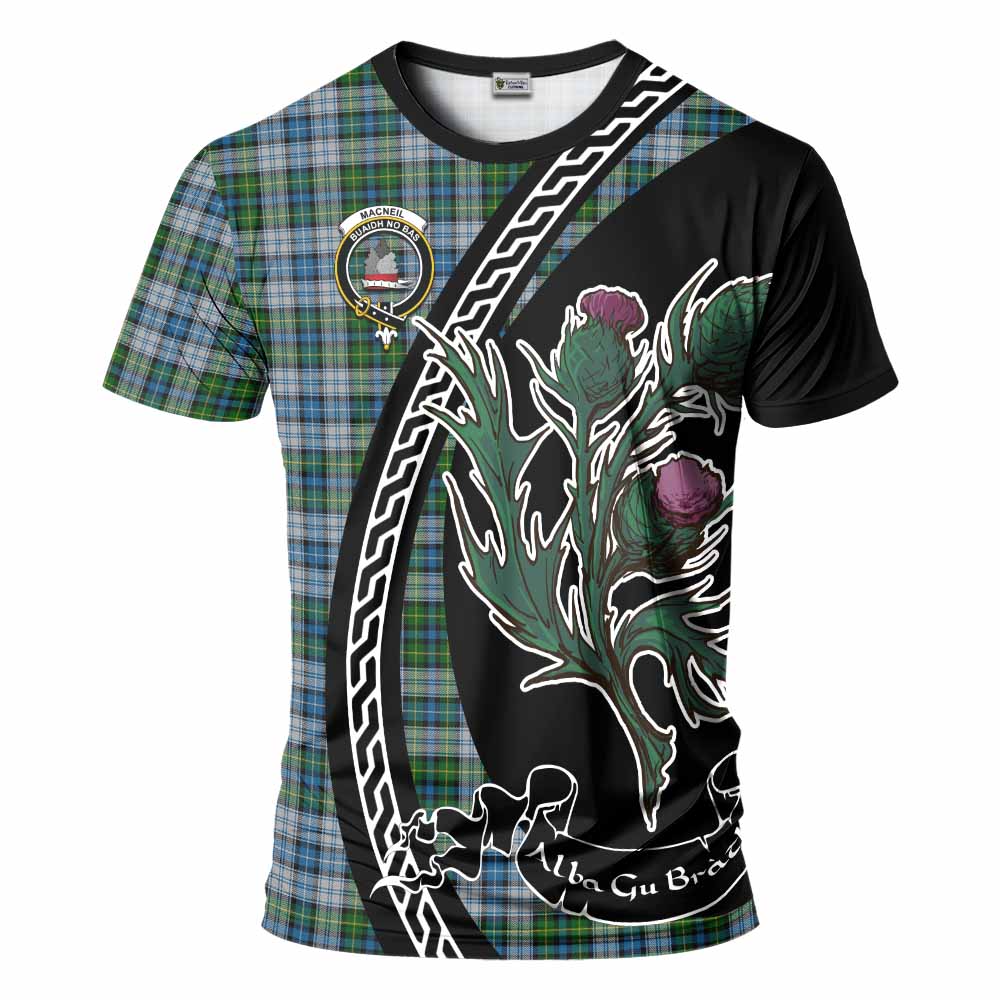 MacNeil (McNeil) Family Crest Tartan T-Shirt Alba Thistle Inspired - Tartan Vibes Clothing