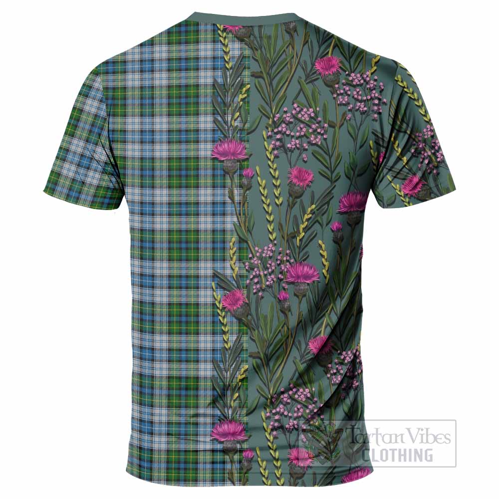 MacNeil (McNeil) Family Crest Tartan T-Shirt Scottish Thistle Flower Pattern Half Style - Tartan Vibes Clothing