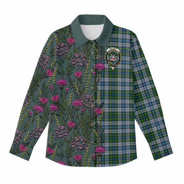 MacNeil (McNeil) Family Crest Tartan Women Casual Shirt Scottish Thistle Flower Pattern Half Style - Tartan Vibes Clothing