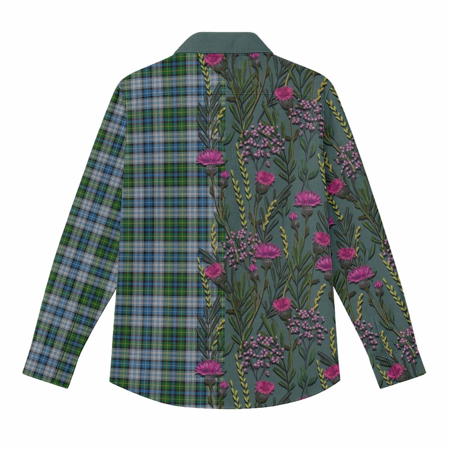 MacNeil (McNeil) Family Crest Tartan Women Casual Shirt Scottish Thistle Flower Pattern Half Style - Tartan Vibes Clothing