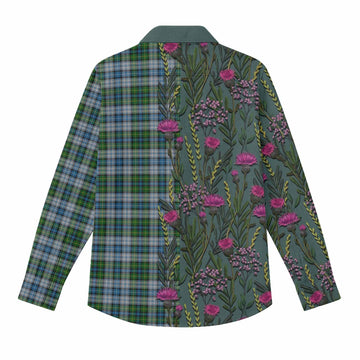 MacNeil (McNeil) Family Crest Tartan Women Casual Shirt Scottish Thistle Flower Pattern Half Style - Tartan Vibes Clothing