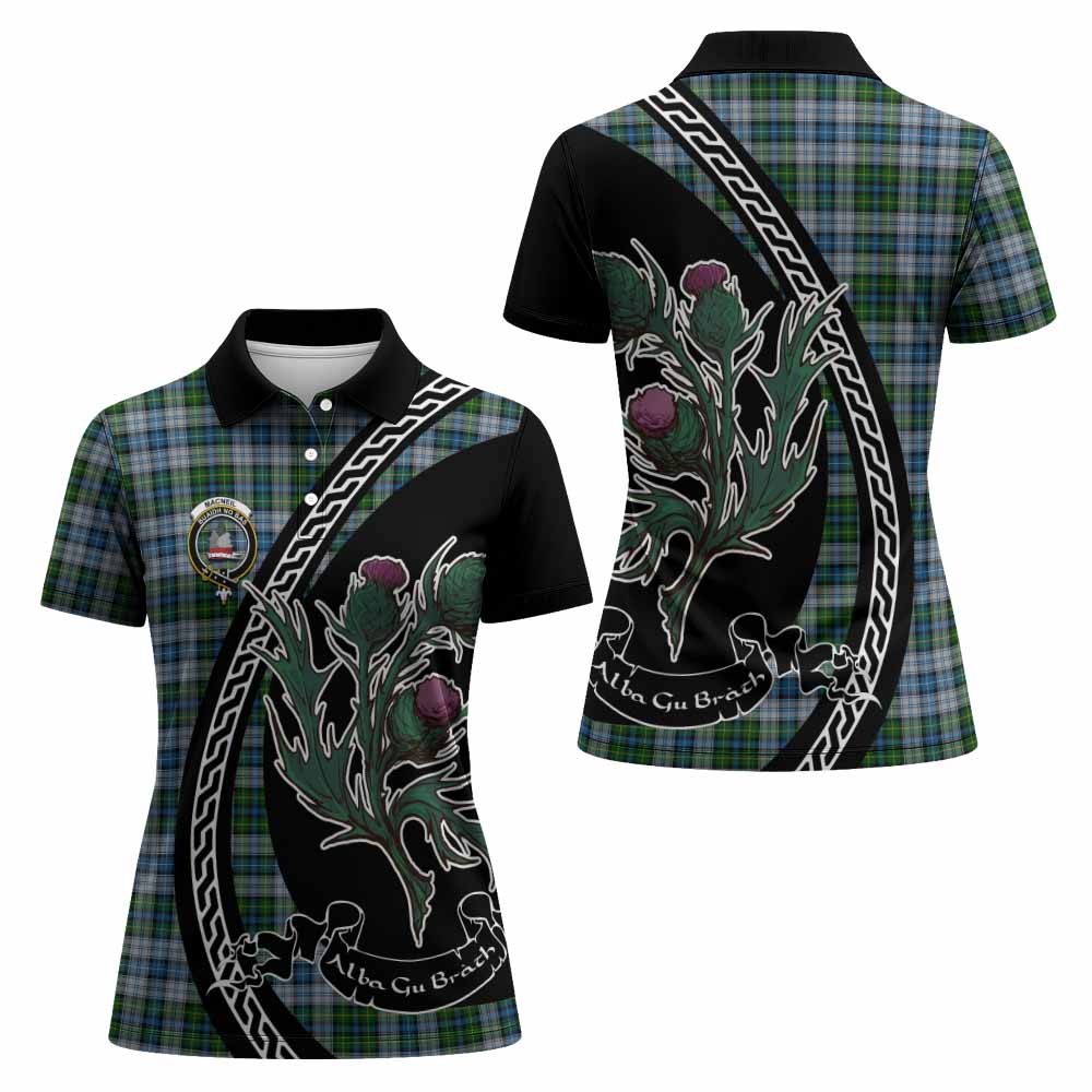 MacNeil (McNeil) Family Crest Tartan Women Polo Shirt Alba Thistle Inspired - Tartan Vibes Clothing