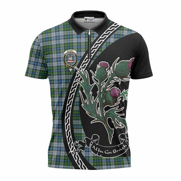 MacNeil (McNeil) Family Crest Tartan Zipper Polo Shirt Alba Thistle Inspired